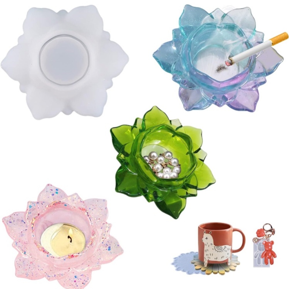 Lotus Resin Candle Holder Molds,3PCS